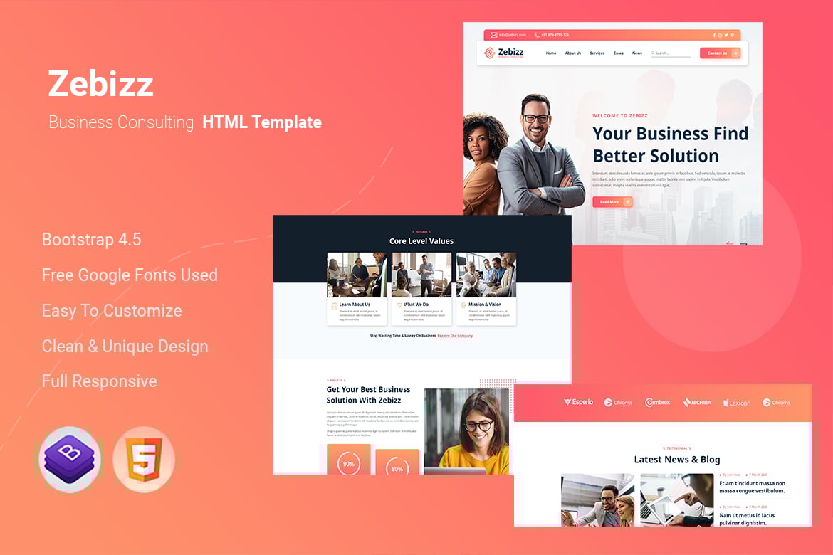 Zebizz - HTML-шаблон для бизнес-консалтинга