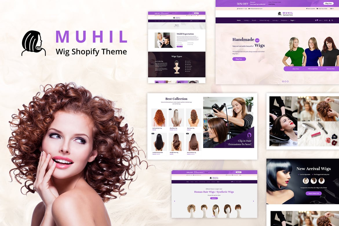 Muhil - парик для волос, тема Shopify для наращивания волос