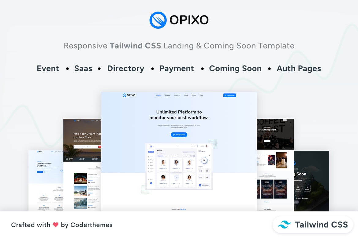 Opixo - Целевые страницы Tailwind в формате CSS и страницы, которые скоро появятся