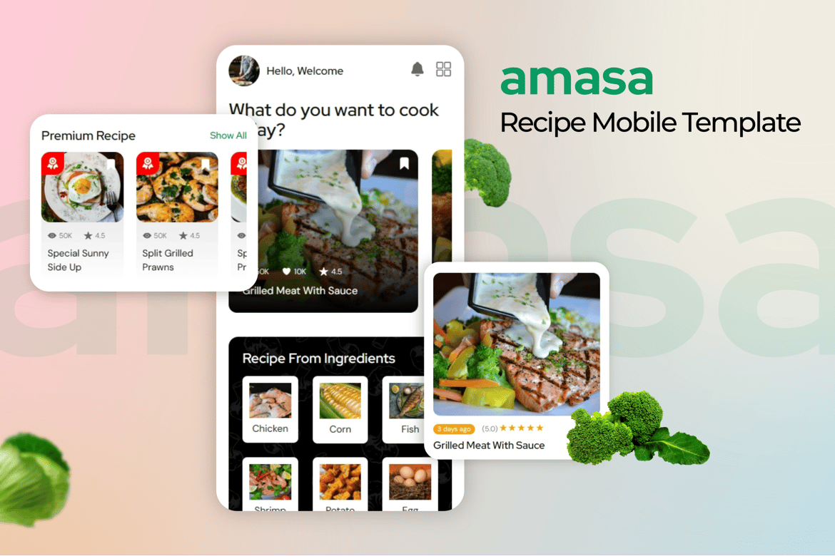 Amasa - Шаблон для мобильных устройств с рецептами еды