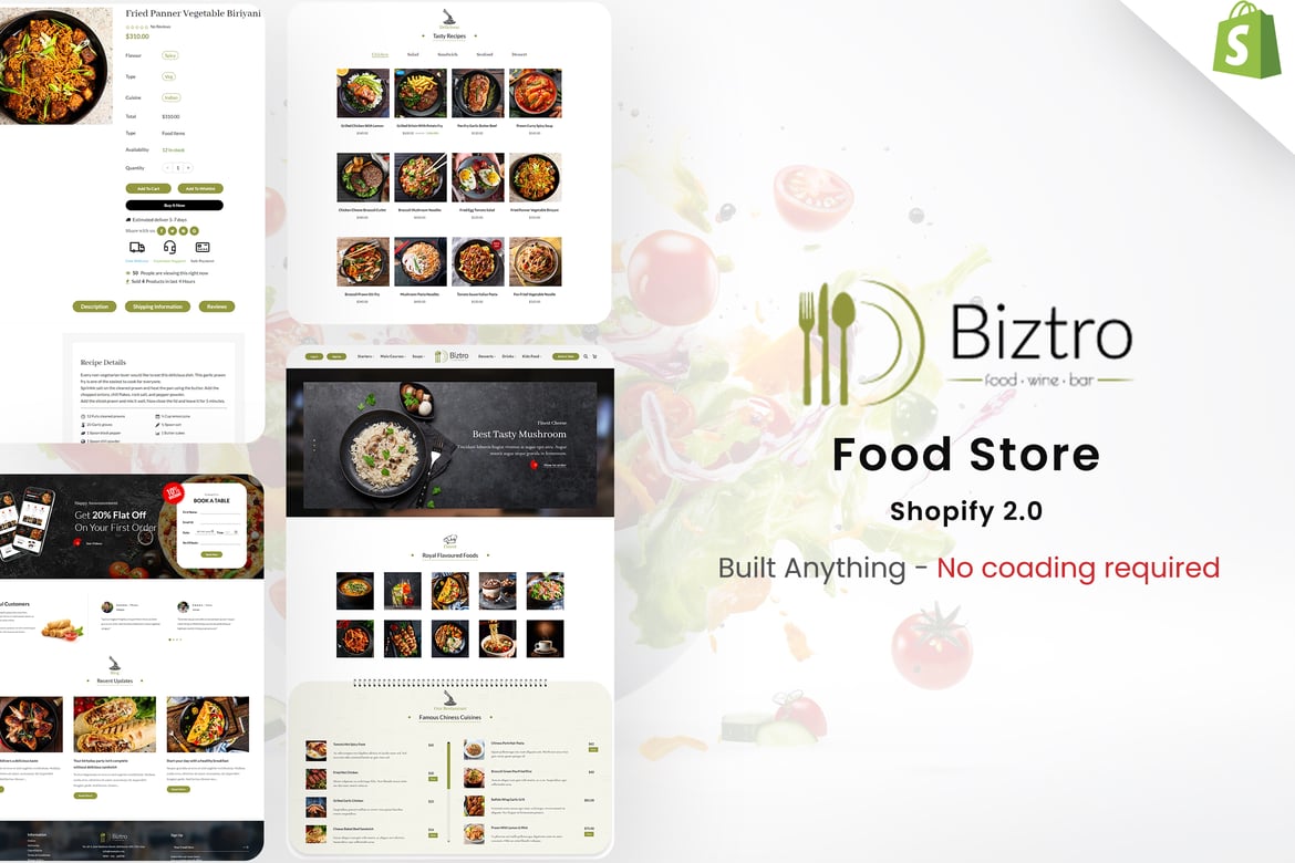 Biztro - тема Shopify для магазинов продуктов питания и доставки