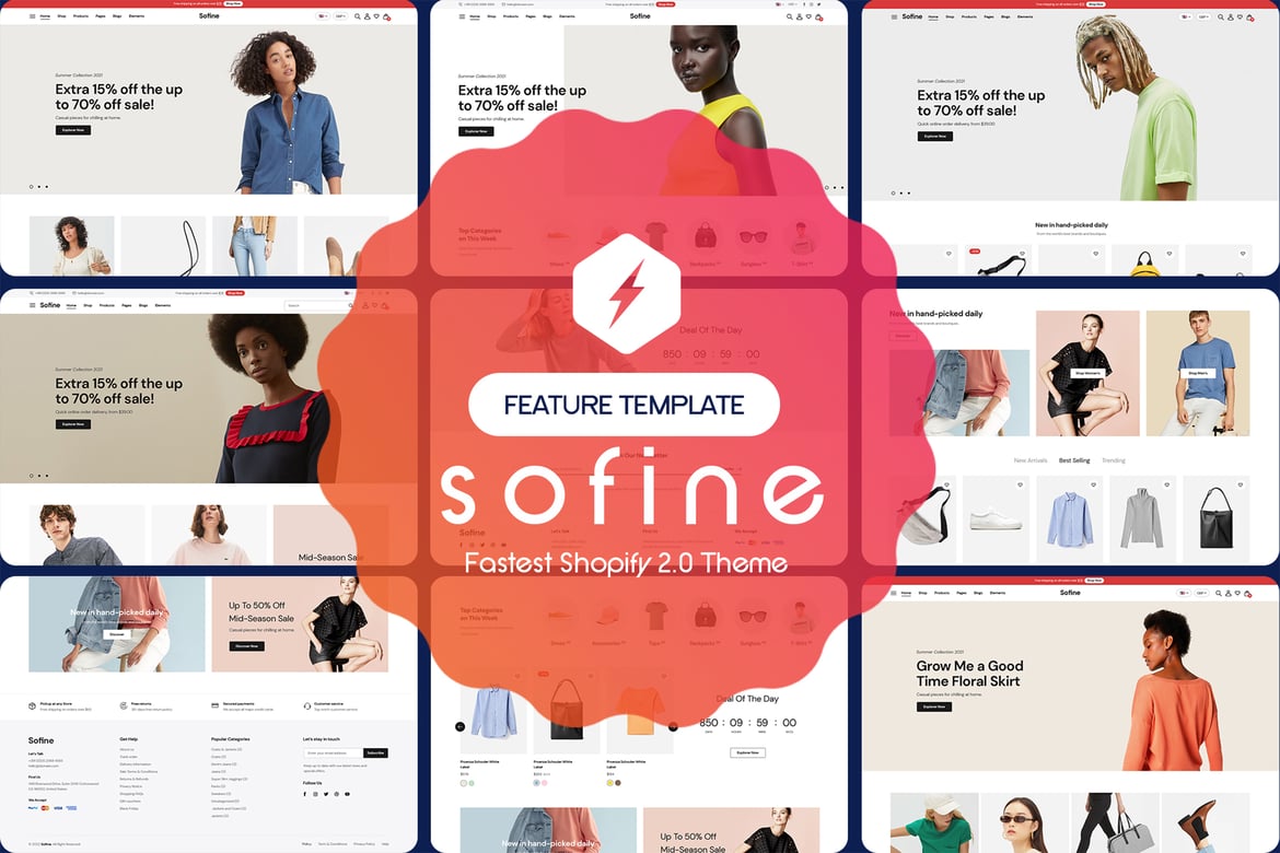 Sofine - чистая, универсальная, адаптивная тема Shopify