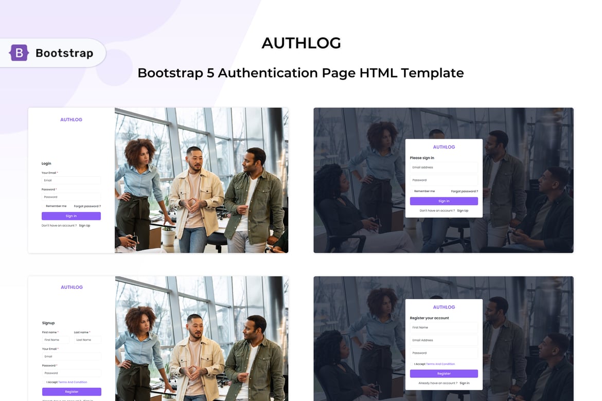 Authlog - Шаблон аутентификации Bootstrap 5