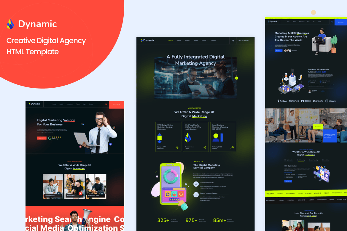 HTML-шаблон Dynamic - Креативное цифровое агентство