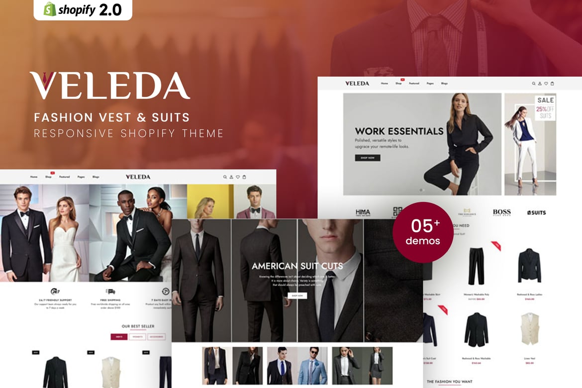 Veleda - Модные жилеты и костюмы Shopify Тема
