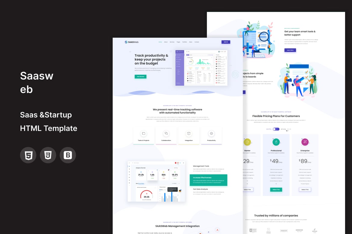 Saasweb - HTML-шаблон SaaS и стартапа
