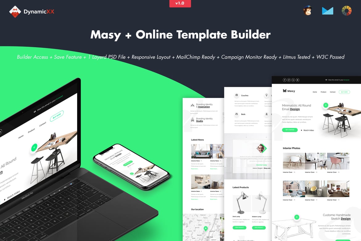 Masy - минималистичная мебель Email+ Builder