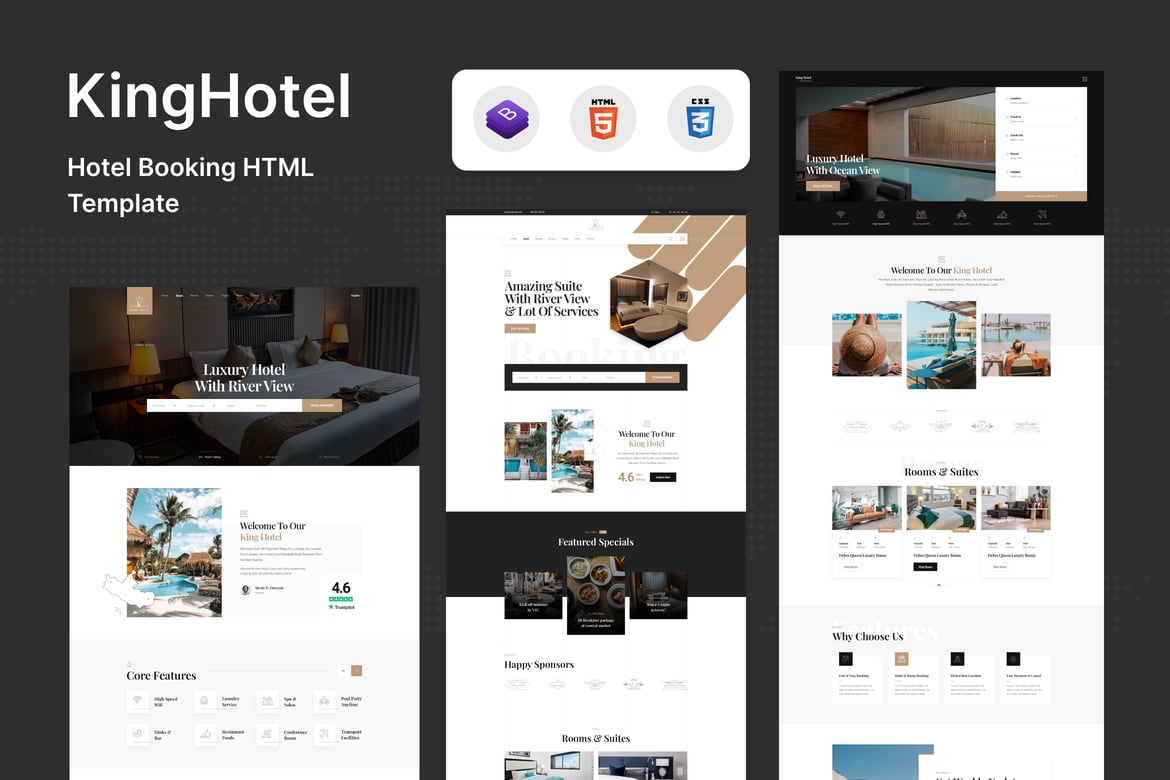 KingHo - HTML-шаблон для бронирования отелей