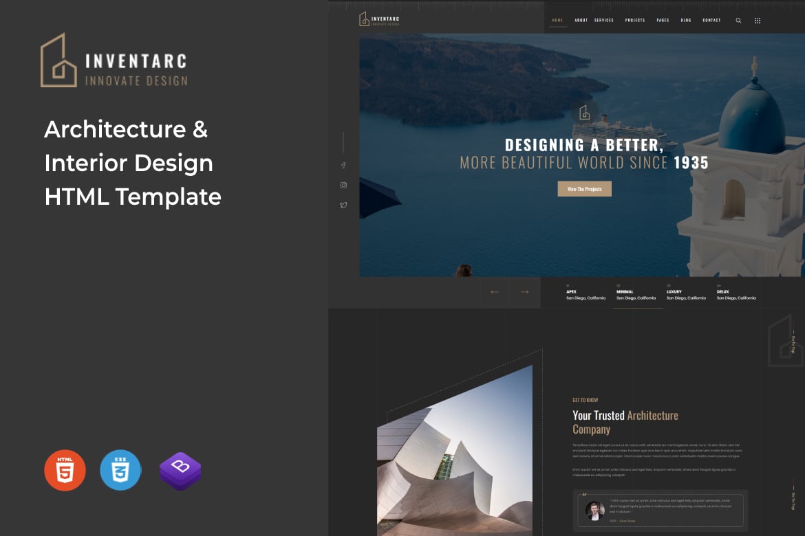 Inventarc - HTML-шаблон архитектуры и интерьера