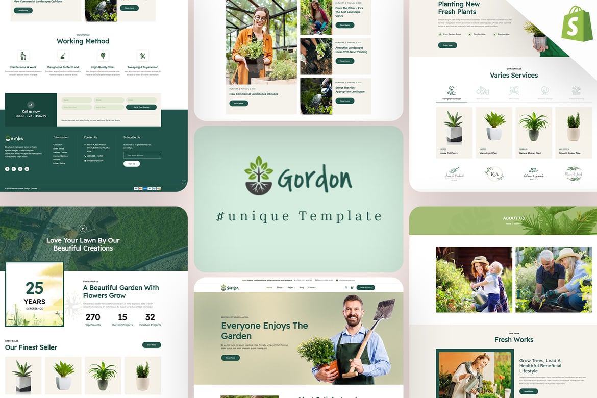 Gordon - адаптивная тема Shopify для садового магазина