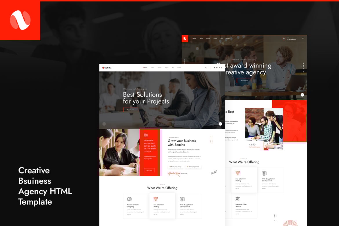 Sominx - HTML-шаблон Агентство креативного бизнеса