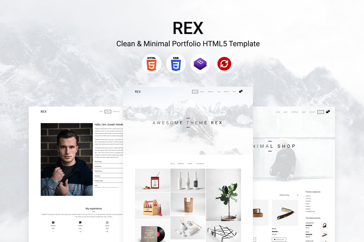 Rex - чистый и минимальный HTML5-шаблон портфолио