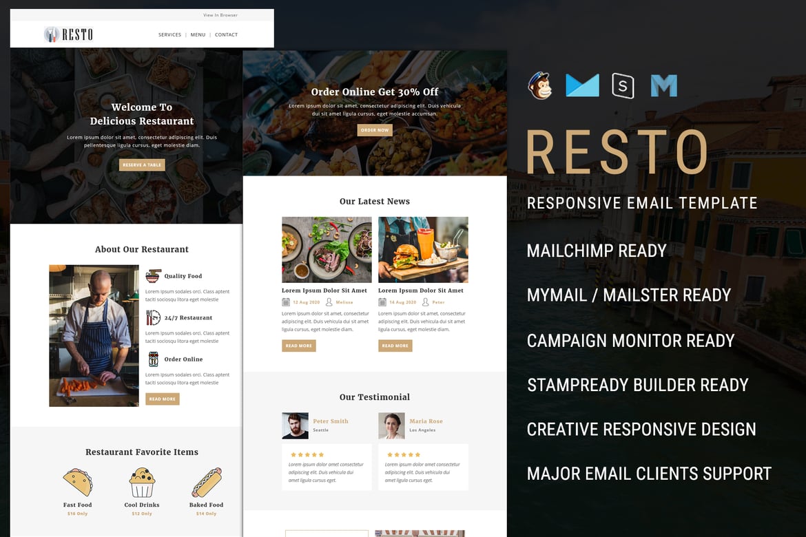 Шаблон электронного бюллетеня Resto