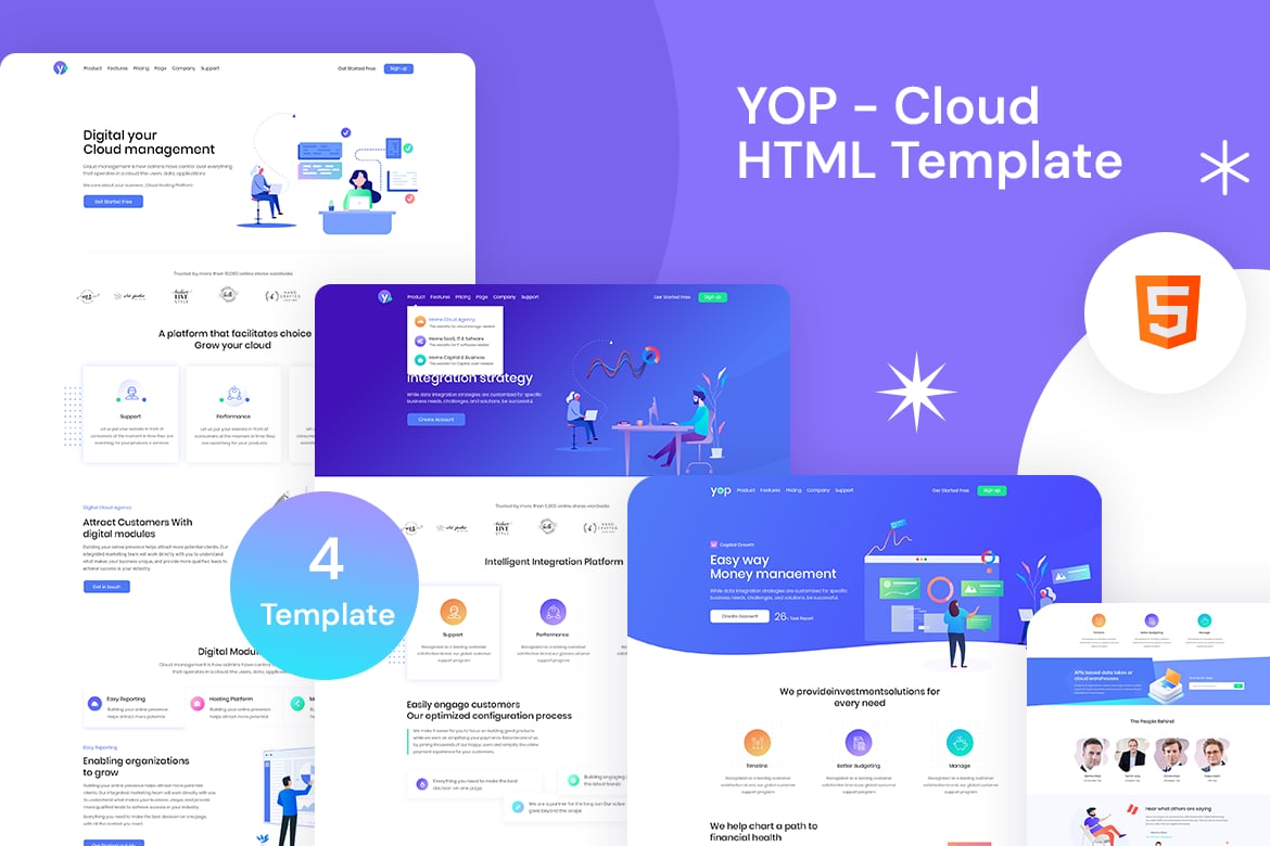 YOP - HTML-шаблон для облачных и информационных технологий