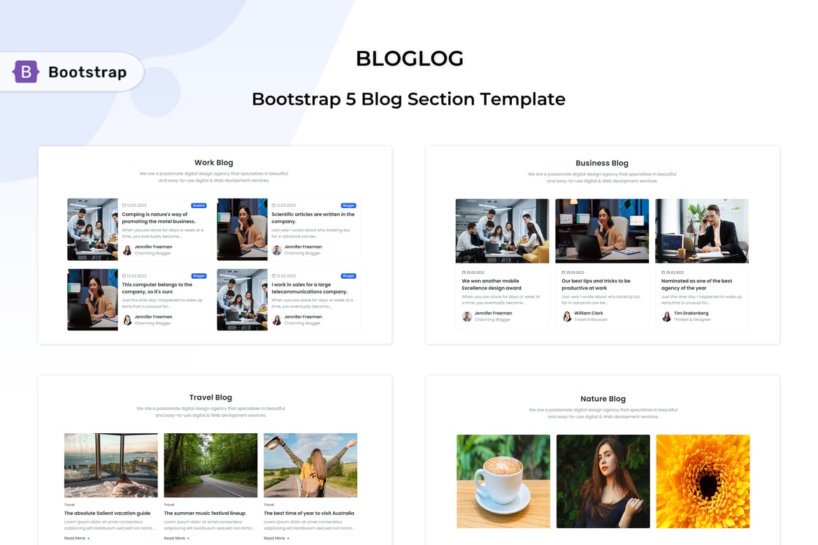 Блог - Шаблон раздела блога Bootstrap 5