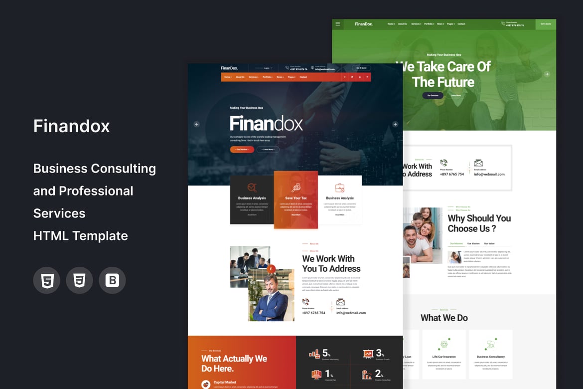 Finandox - HTML-шаблон для бизнес-консалтинга