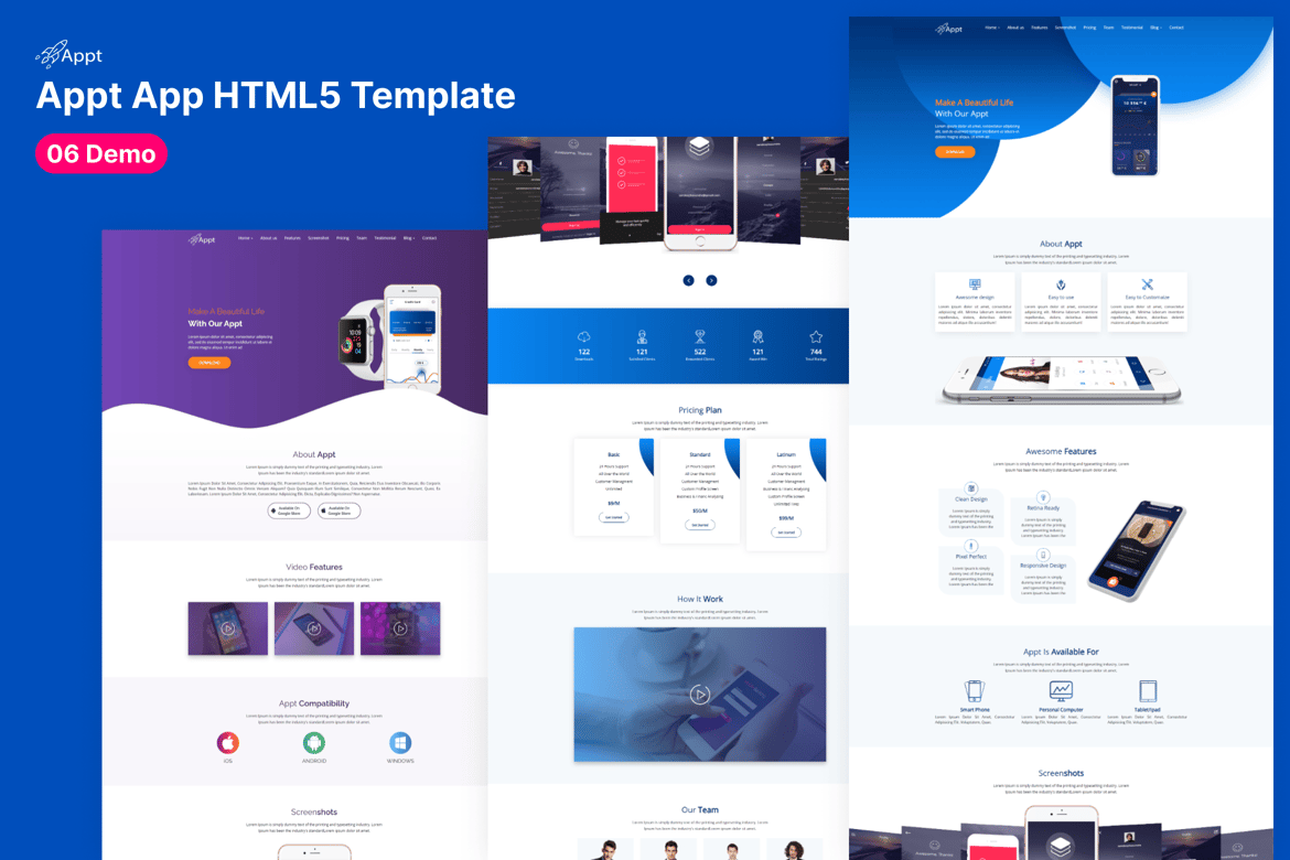 Appt - Шаблон HTML5 для лендинга приложения