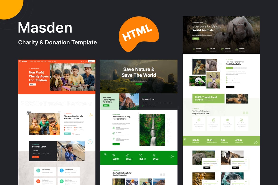 Masden - HTML-шаблон для благотворительности и пожертвований