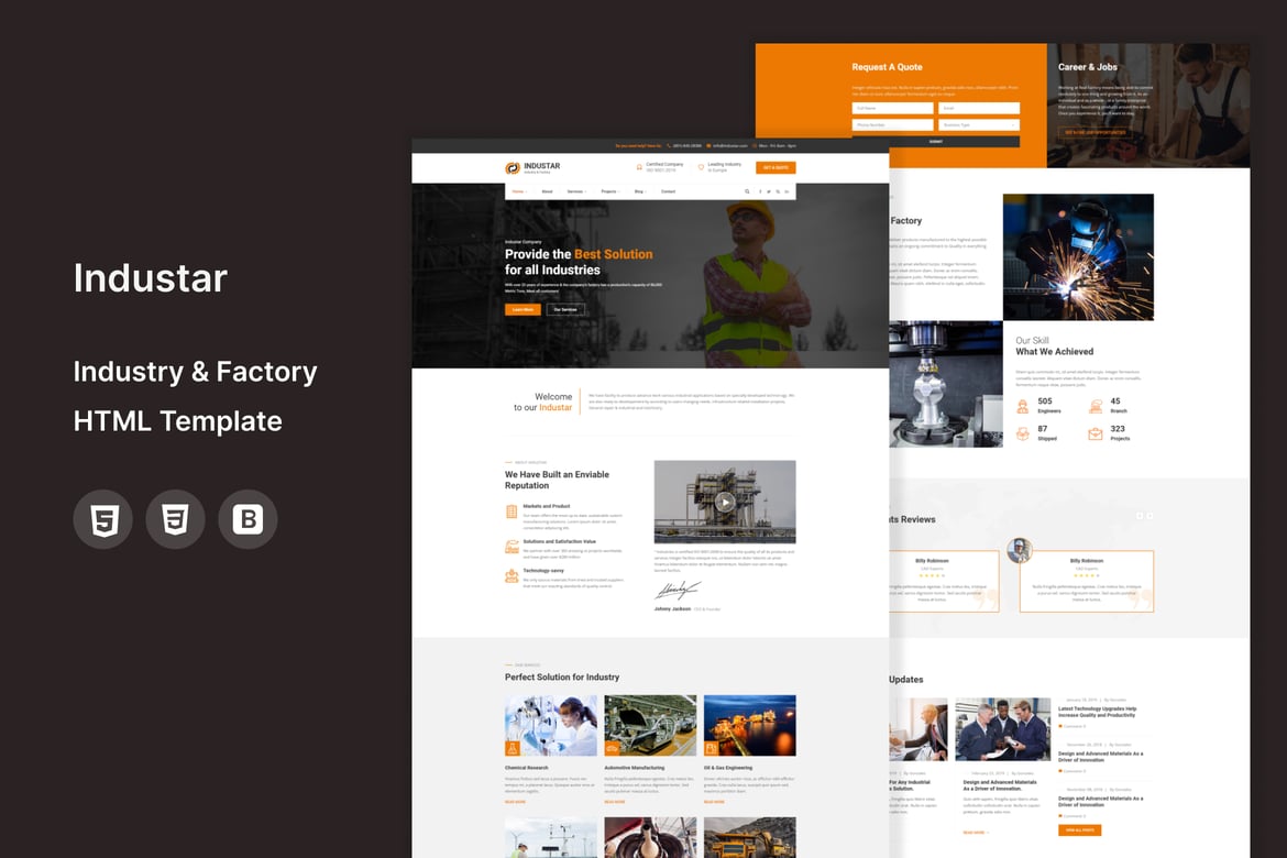 Industar - HTML-шаблон для промышленности и фабрики