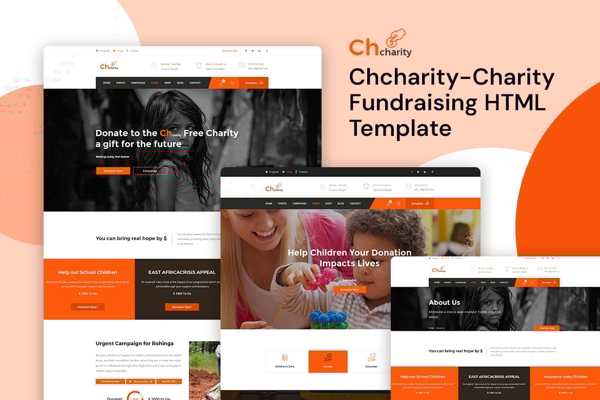 Chcharity - HTML-шаблон для благотворительности/сбора средств