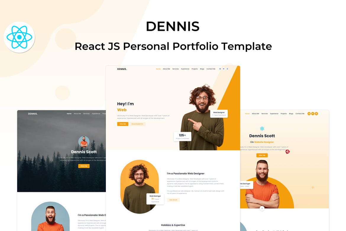 Деннис - Шаблон личного портфолио React