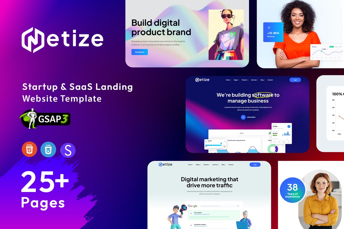Metize - HTML-шаблон для стартапов и SaaS