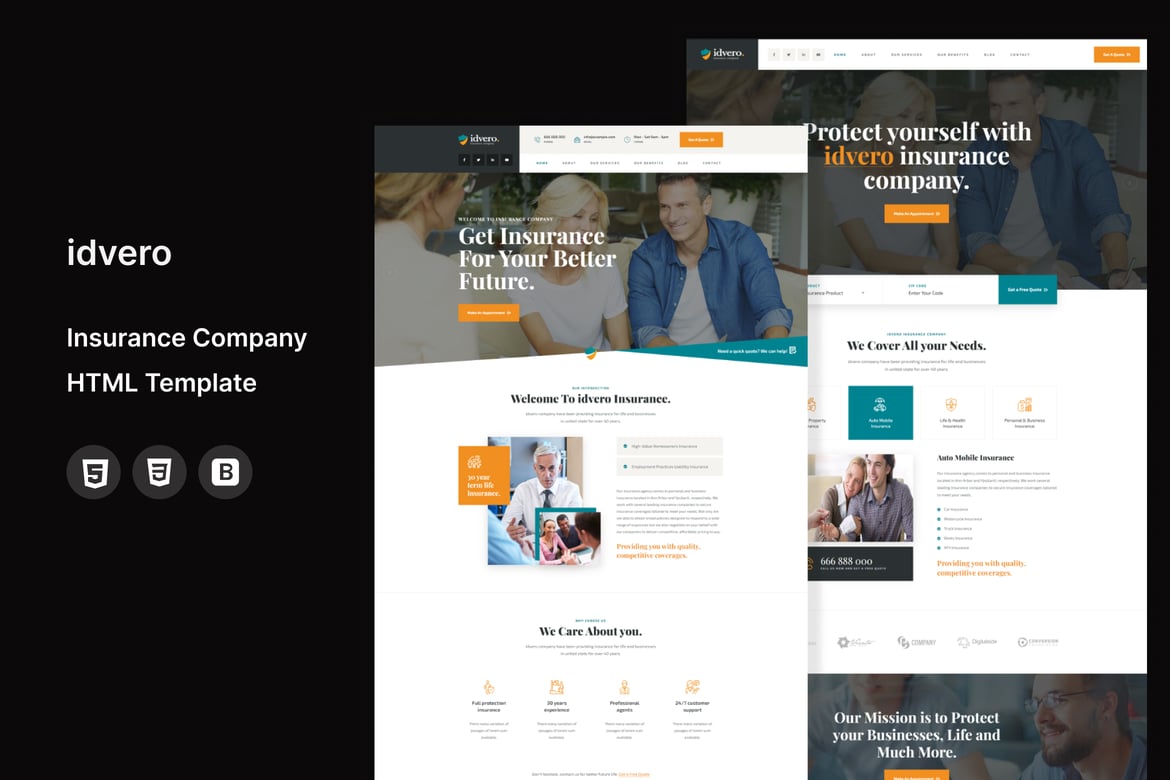 idvero - HTML-шаблон страховой компании