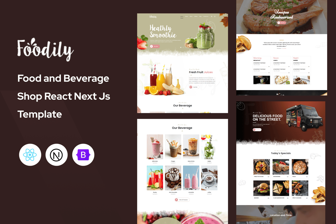 Foodily - Магазин продуктов питания и напитков React Next Js