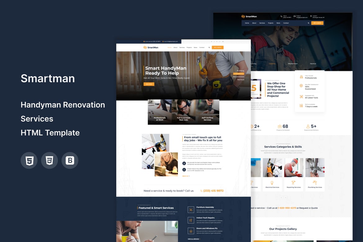 HTML-шаблон для ремонта разнорабочих Smartman