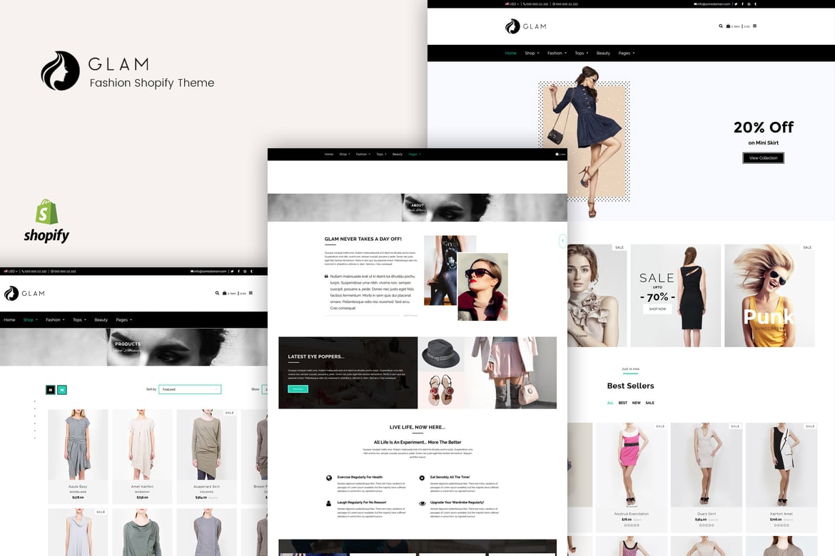 Глэм - модная тема Shopify