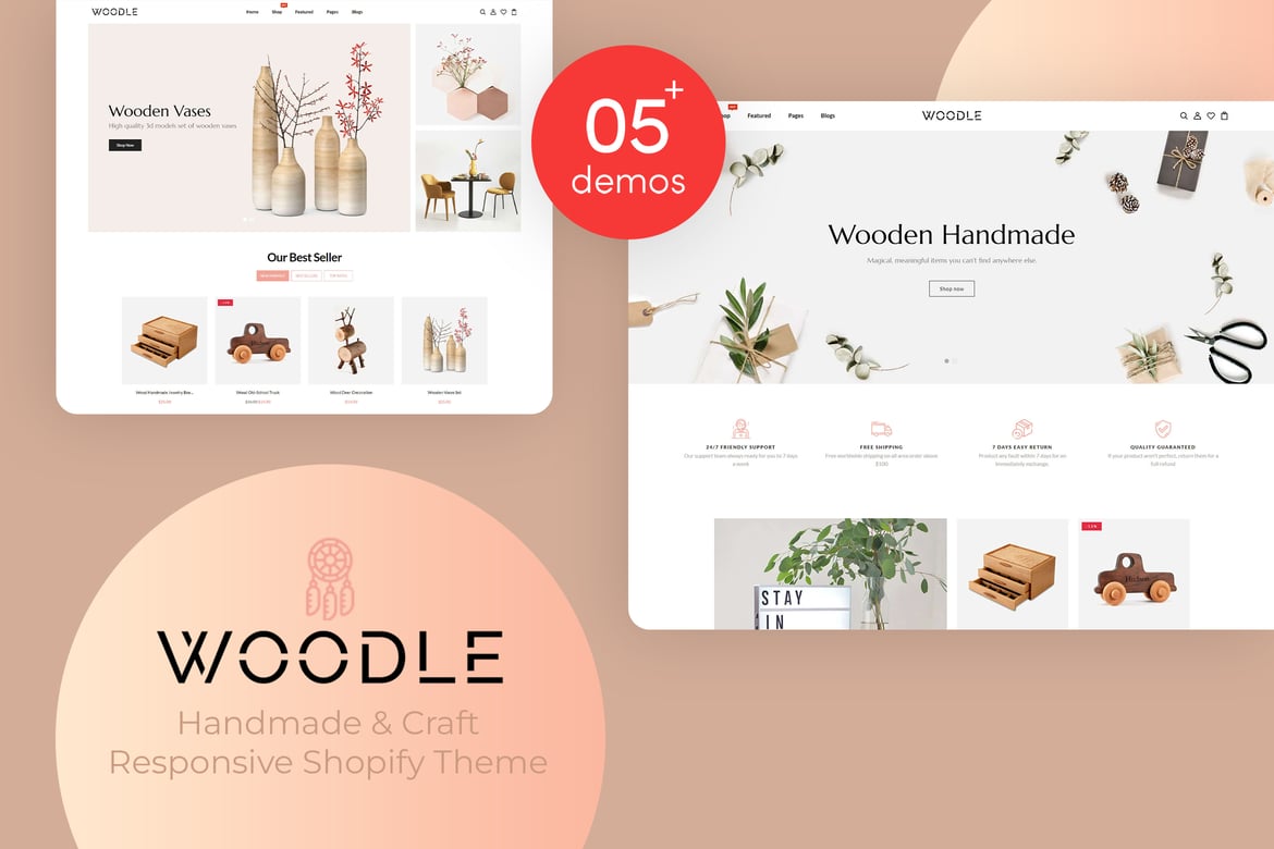 Woodle - адаптивная тема Shopify ручной работы и рукоделия