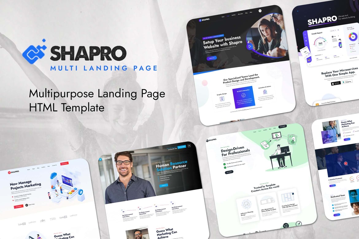 Shapro - многоцелевая лендинговая страница с адаптивным HTML-кодом