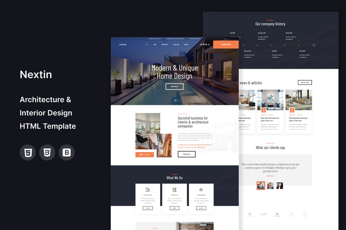 Nextin - HTML-шаблон для архитектуры и интерьера