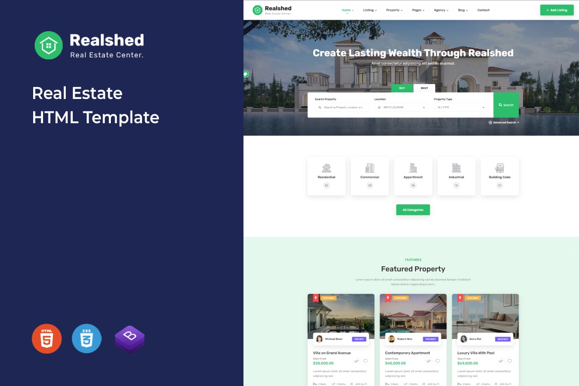 Realshed - HTML-шаблон недвижимости