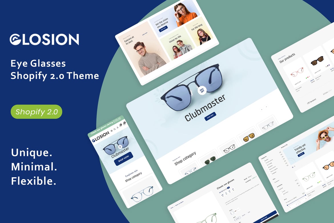 Glosion - Тема Shopify 2.0 для очков для глаз