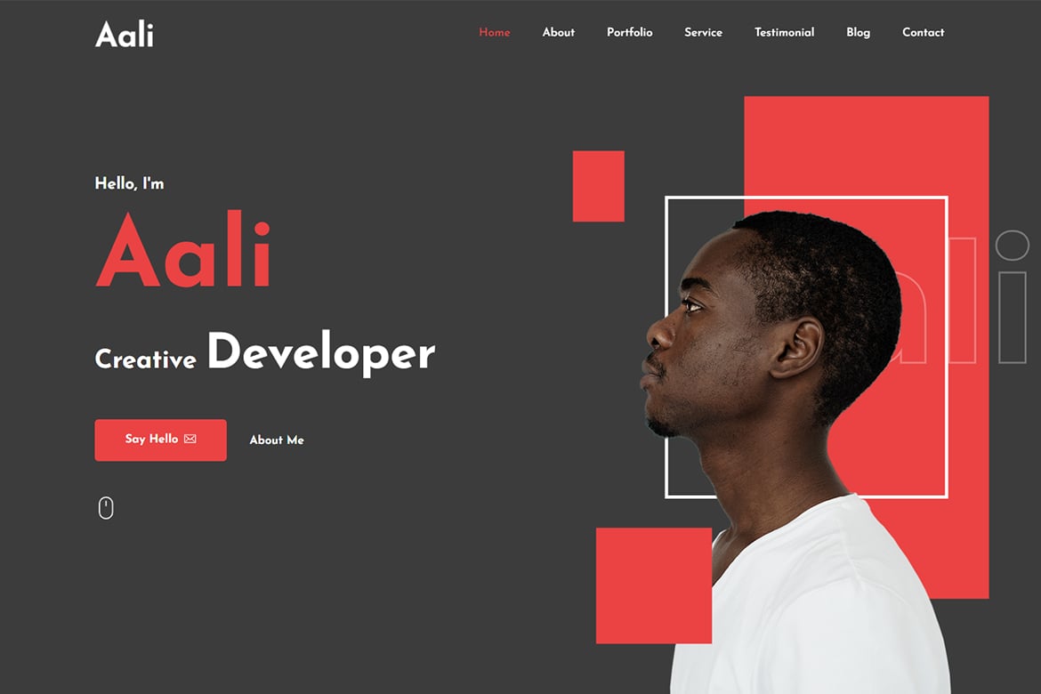 Aali - Шаблон личного портфолио