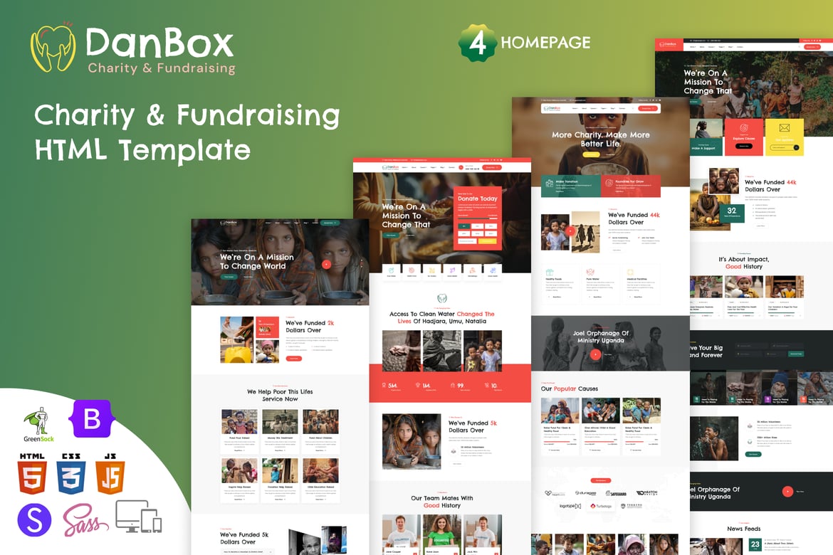Danbox - HTML-шаблон для благотворительности и сбора средств
