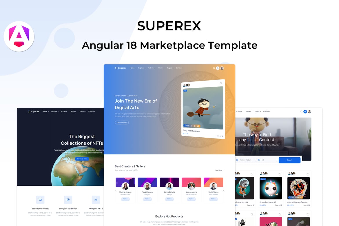 Superex - шаблон торговой площадки Angular 18 NFT