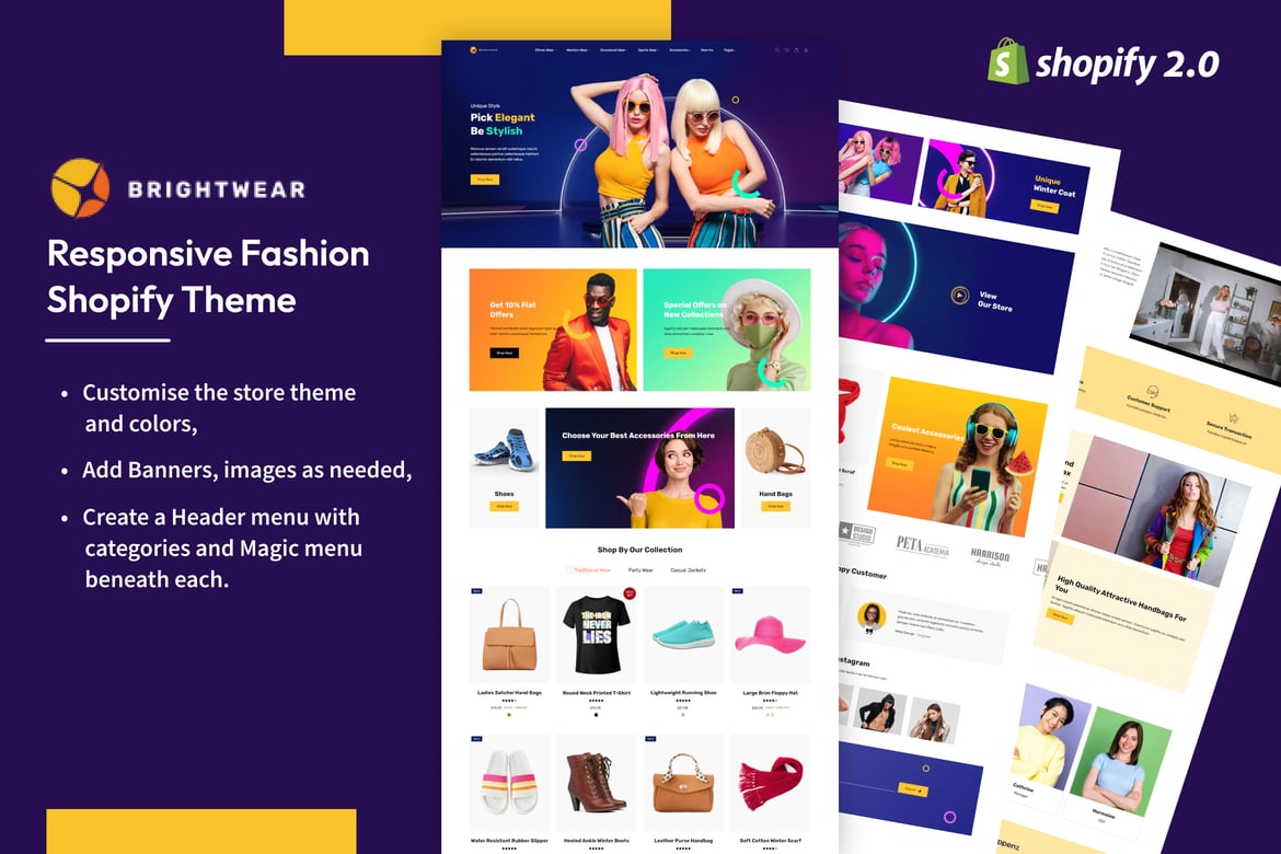 Brightwear - адаптивная модная тема Shopify