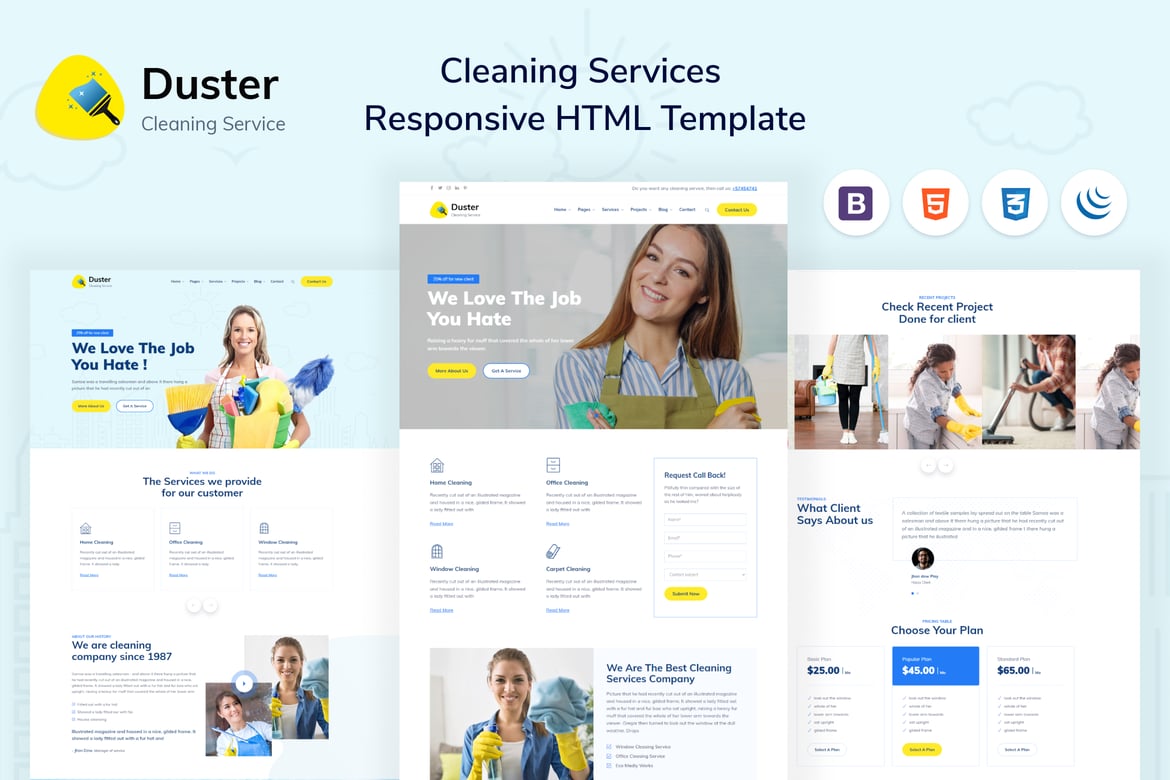 Адаптивный HTML-шаблон Duster - услуги по уборке