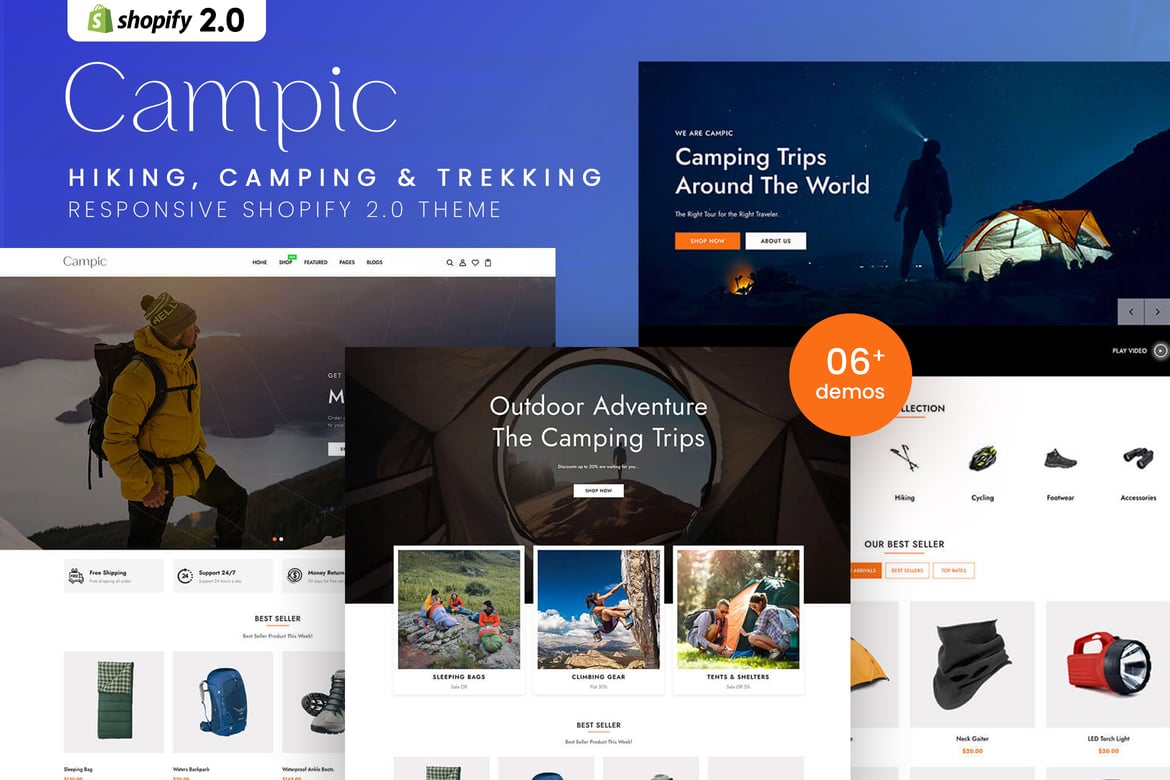 Campic — тема Shopify для пеших прогулок, кемпинга и треккинга