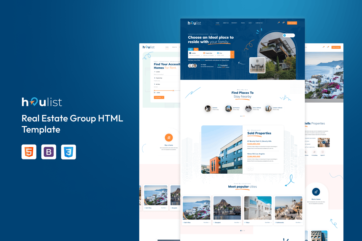 Houlist — HTML-шаблон группы по недвижимости