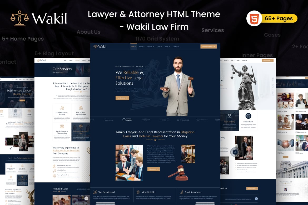 HTML-шаблон для юристов и адвокатов - юридическая фирма Wakil