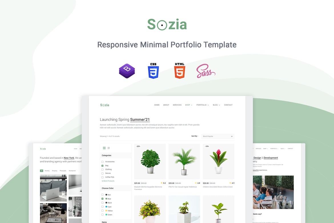 Sozia - HTML Шаблон минимального портфолио