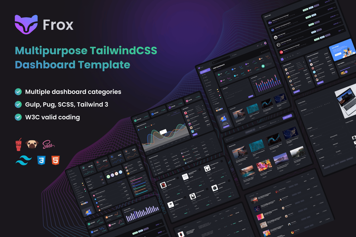 Frox - Многоцелевой шаблон панели управления TailwindCSS