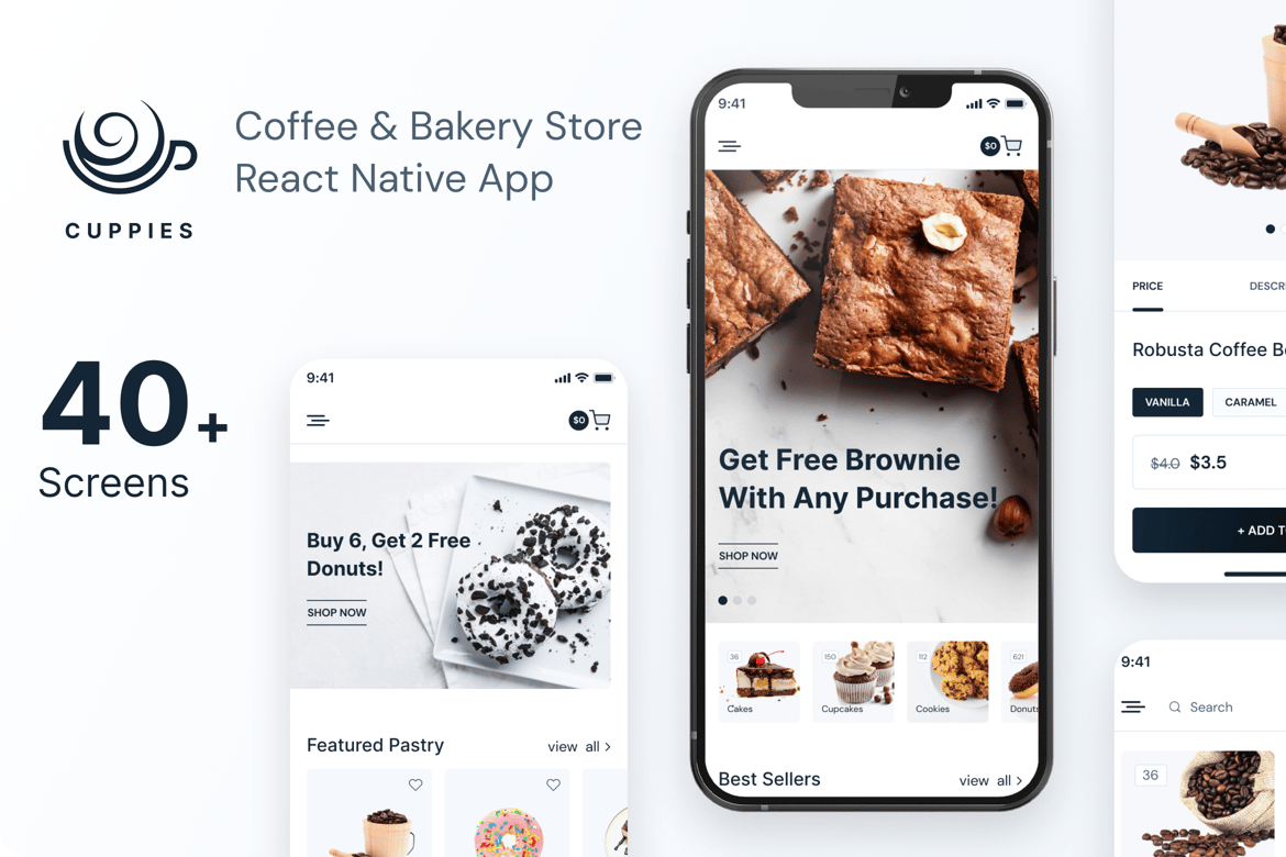 Приложение React Native для магазина кофе и выпечки Cuppies