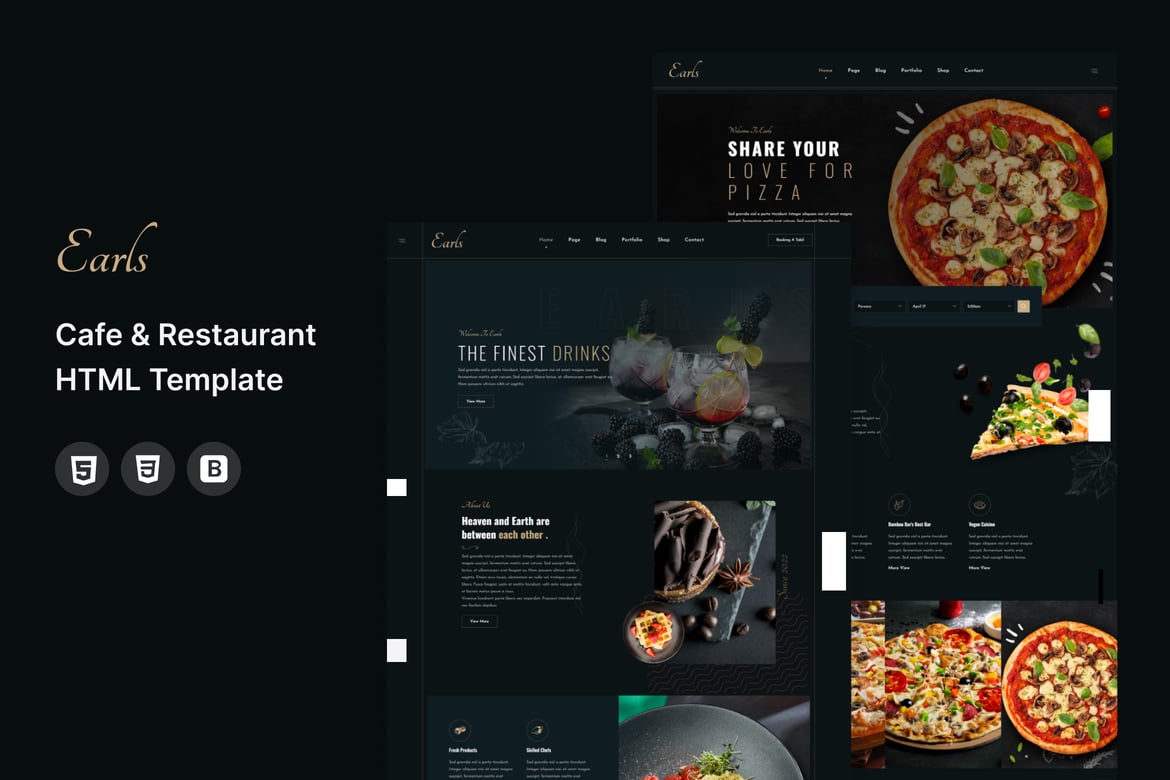 Earls - HTML-шаблон ресторана
