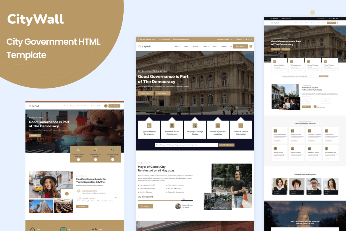 CityWall - HTML-шаблон городского правительства