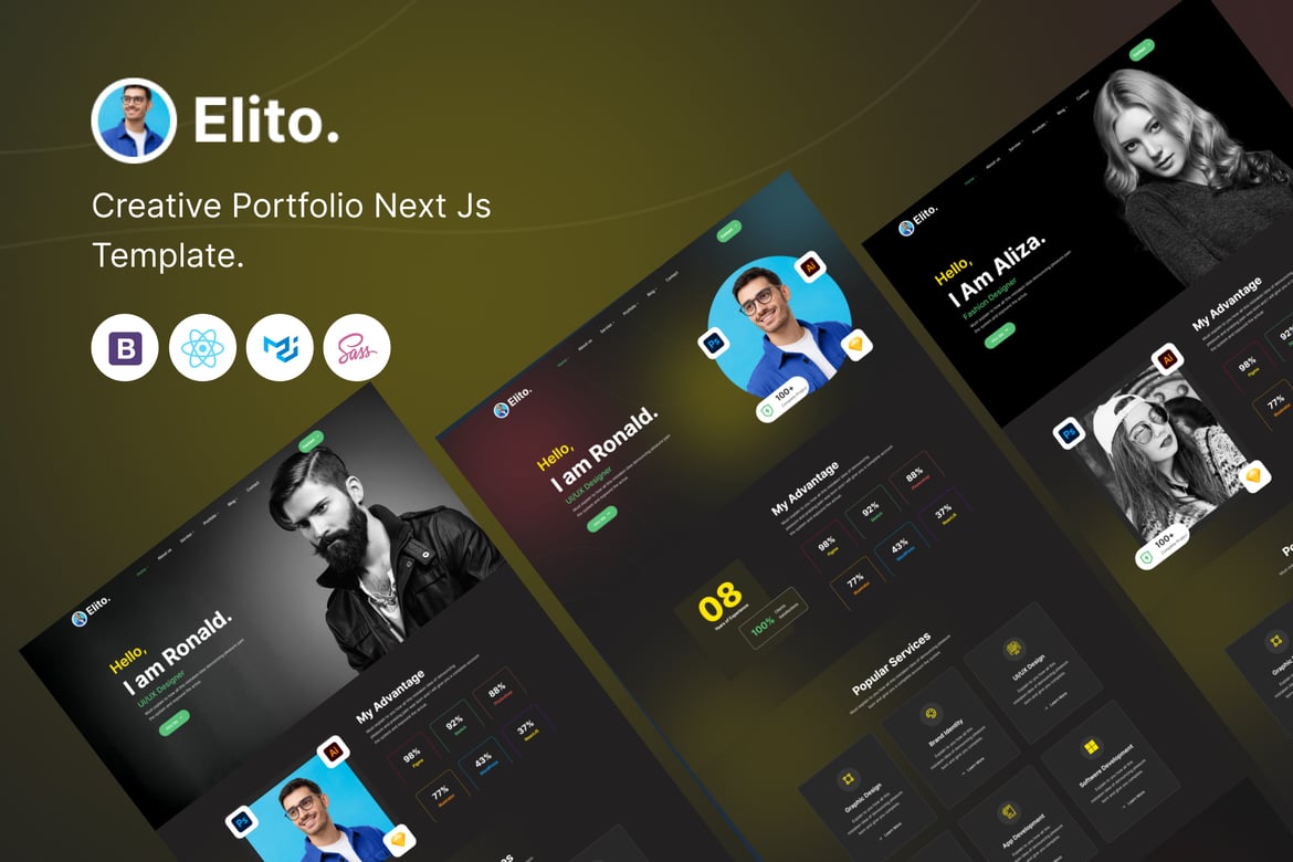Elito - Шаблон креативного портфолио Nextjs