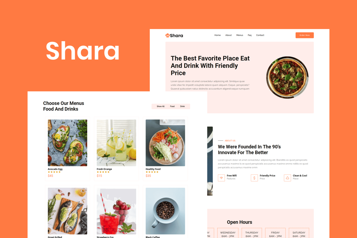 Shara - Шаблон посадочной страницы «Еда и напитки»